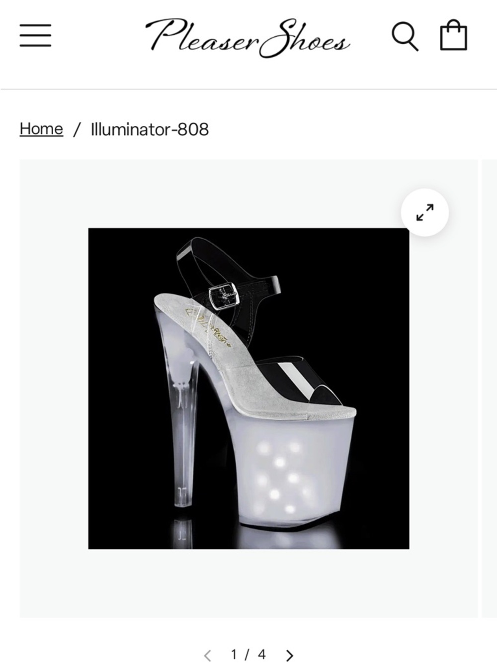 Pleaser Clear LED Platform Sandal in Transparent and Silver